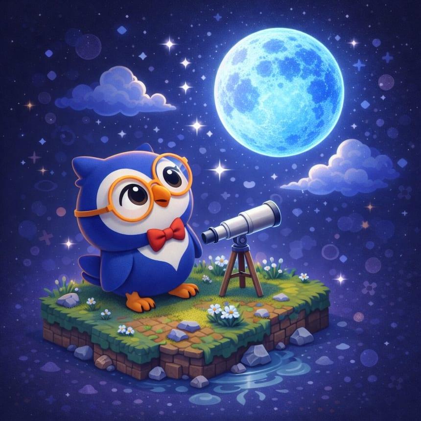 Illustration for “Once in a blue moon”